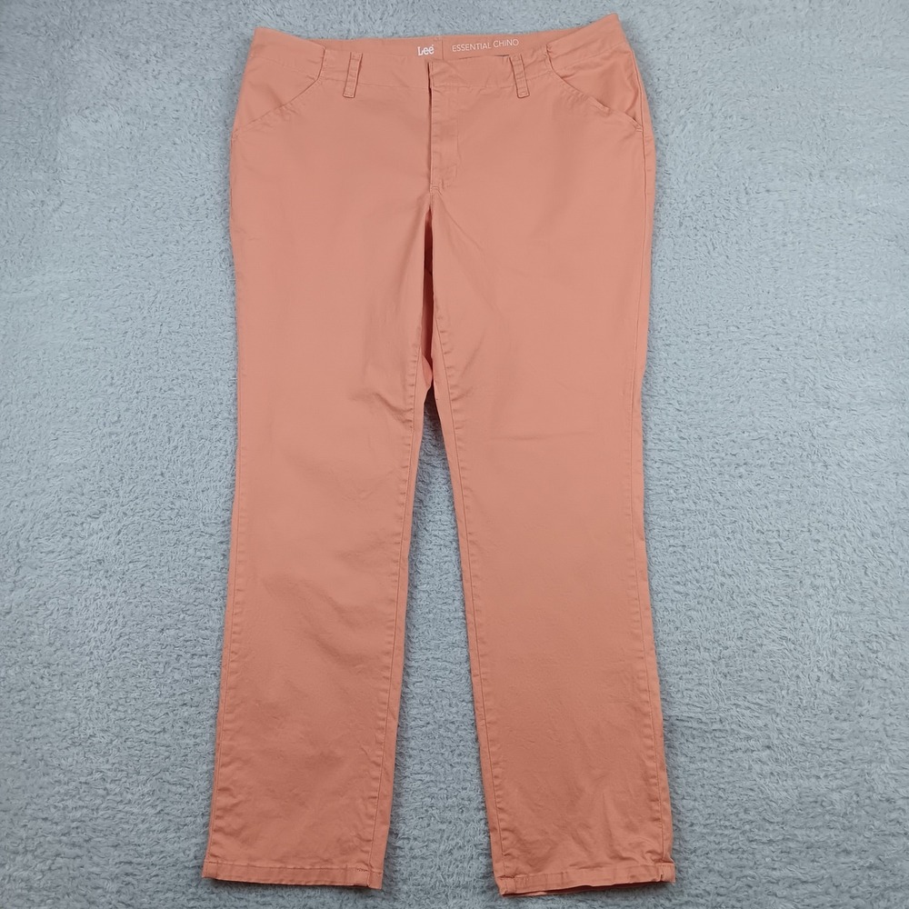 Lee Pant Essential Chino Women 16 Salmon Straight Leg Stretch 4636861